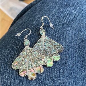 MEXICANA Silver and Iridescent Green Earrings